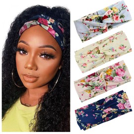 DRESHOW Pack of 4 Women's Headbands, Soft Elastic Hair Band for Everyday Use, Yoga Sports Fitness