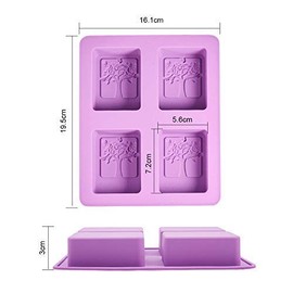 WANDIC Flower Tree Silicone Soap Mold, 2 Pcs Tree of Life Resin Mold for DIY Soap Making, 4 Cavity