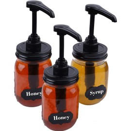 Mason Jar Syrup Pump Dispenser Lids For Regular Mouth Jar (3 Pack) Coffee Syrup Dispenser Food Grade Airtight & Leak & Rust Proof Dispenser Pump Lids (Jar Not Included)