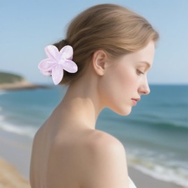 Flomiara 3 x Blumen-Haarspangen für Damen, hawaiianische Haarklammern, Sommer-Reise-Haar-Accessoires, seitlicher starker Halt, Druck-Klauen-Clip, Haarnadel für Mädchen, Frauen, dickes, dünnes Haar