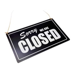 Open/Closed, Shop Door Sign supplied with twine - Black and White, Engraved, Reversible, Double Sided, hanging sign for your business. Dispatched from the UK.