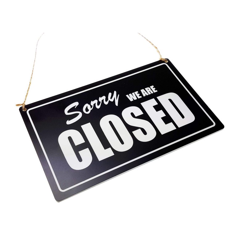 Open/Closed, Shop Door Sign supplied with twine - Black and