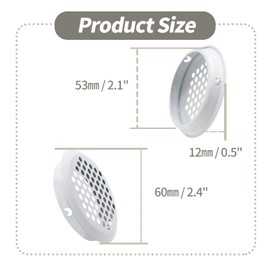 Bivethoi 50 Pcs Air Vents, 53mm / 2.1" Circular Soffit Vent, Stainless Steel Round Mesh Hole Vent Cover for Cabinets Kitchen Wardrobes, White Cant