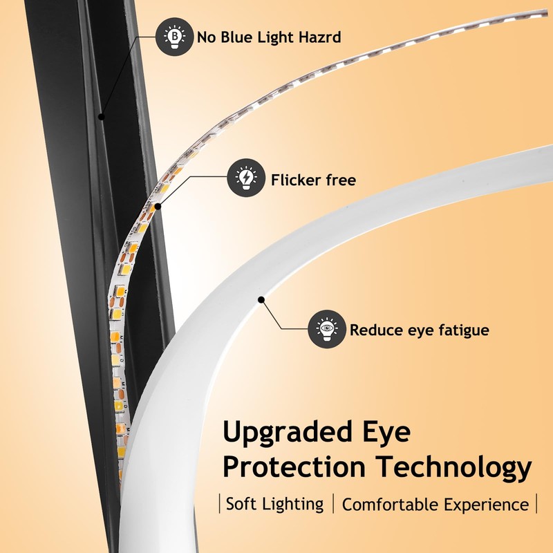 NUÜR Modern Spiral LED Floor Lamp, 59" Ultra-Bright Black Standing