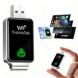 TrolinkTek Wireless CarPlay Adapter for iPhone, 2-in-1 Apple CarPlay & Android Auto Adapter for Car with Wired CarPlay, Mini Size with USB/Type C Plug & Play, Fast Connect, No Delay for Car from 2016+
