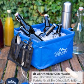 Outdoro Large Folding Bowl - 16 Litres - Includes Additional Bag - Durable Tarpaulin Fabric - Foldable Washing Bowl for Camping and Outdoor Use