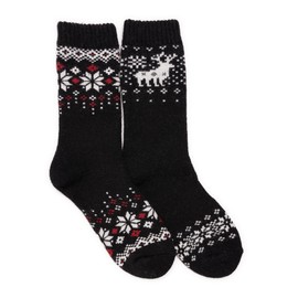 MUK LUKS Women's Wool Socks (2 Pair Pack), Black, OS