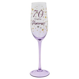 Shudehill Giftware Gold Speckle Birthday Special Age Colourful Flute Glass - 18th, 21st, 30th, 40th, 50th, 60th, 70th Birthday Gift (70)