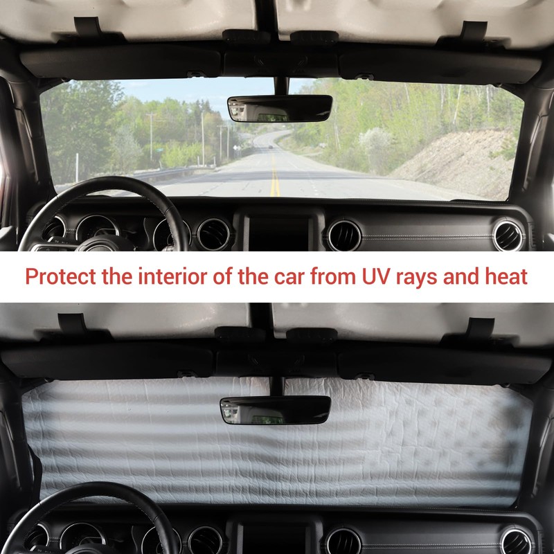 Windshield Sun Shade Compatible with Jeep Wrangler JL JLU &
