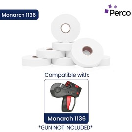 Perco Freezer Adhesives White Labels for Monarch 1136 Price Gun – Case of 8 Sleeves, 112,000 Pricemarking Labels Value Pack