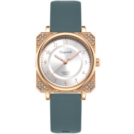 RUYEOOK Square Ladies Watch,Crystal Rhinestone,Waterproof Silicone Band Analog Quartz Wrist Watches for Nurse Female Women's (R8628 Green)