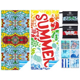 Microfiber Lightweight Beach Towel Sand Free Quick Dry Absorbent Thin Compact Towels for Swimming Pool Camping Beach Accessories Large Easy Pack Travel Things for Vacation Essentials Gift