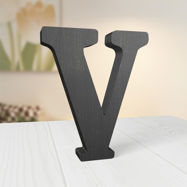 WOODOUNAI 6 Inch Rustic Black Wood Letters Unfinished Wood Letters