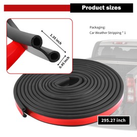 24.6 Ft Car Weather Stripping,Double Hole Rubber Weather Stripping for Pickup Truck Tailgate Gap,Noise Reducing Truck Tailgate Seal Kit Suitable for Trucks,Rvs,Cars,Boats