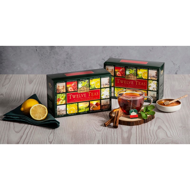 Ahmad Tea Variety Gift Box, 60 Foil Enveloped Teabags, Twelve