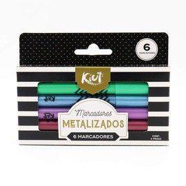 Marcadores Metalizados Kiut 6 pz Punto Fino Decora Papel Negro