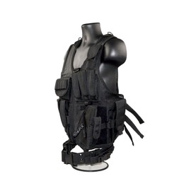 Sniper Cross Draw Tactical Vest Black, 600D Polyster Oxford