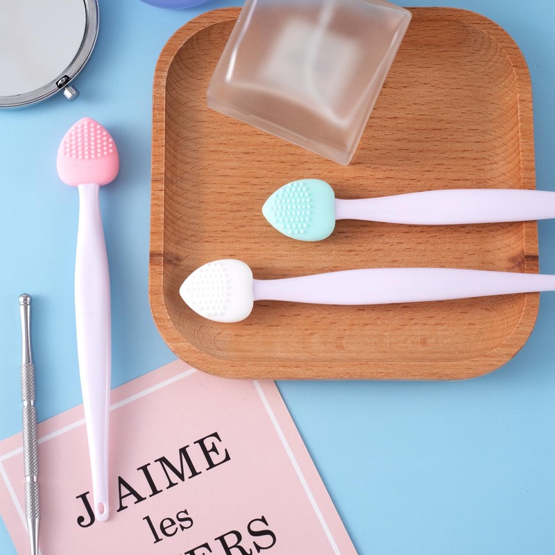 Winsyison 3pcs Silicone Lip Scrub Brush, Double-Sided Lip Exfoliator Brush