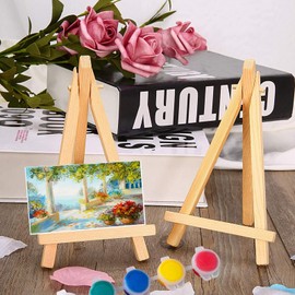 Mini Wooden Easel, 20 Pieces Triangle Easel, Photo Painting, Small Table Easel, Foldable A-Frame Decorative Poster, Memo Menu for Wedding, Birthday, Christening Party (16 x 9 cm)