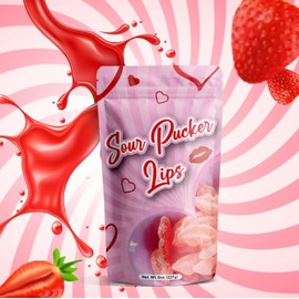 NY SPICE SHOP Sour Pucker Candy - Lickey Lips Strawberry Candy - Sour Candy Variety Pack - Bulk Candy - Congratulations Candy - Pink Chewy Candy - Red Wax Lips Candy for Adults, Kids - 3 Pound