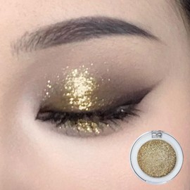 Champagne Golden Glitter Powder Single Eye Shadows Make up, Metallic Glitter Pressed Powder Eyeshadow, Highly Pigmented Long Wearing Waterproof Gold Eyeshadow for Christmas Music Festivals Party