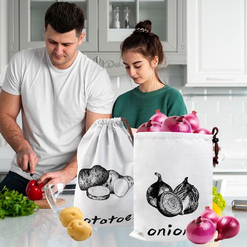 LLMSIX 2pcs Onion Storage, Potato Bag, Reusable Potato and Onion