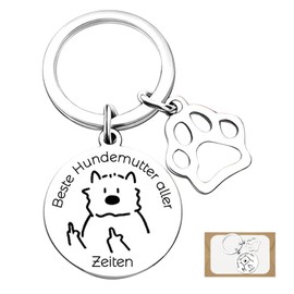 LunarCharm Dog Pattern Keychain, Gifts for Dog Mom for Women, Gifts for Cat Moms for Women, New Owner of Puppy Fur Babies, Funny Gift, silver