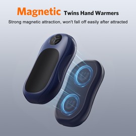 WHATOOK Hand Warmers Rechargeable 2 Pack: Magnetic Hand Warmers, Electric Personal Heaters, Fast Heating, 3-Settings, Smart Chip Safety, Gift for Hiking, Skiing, Hunting and Winter Camping (Blue)