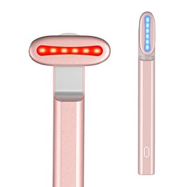 Laduora Kit individual de varita facial de doble color 5 en 1 para cara y cuello, dispositivo facial de microcorriente para antienvejecimiento, herramienta avanzada de cuidado de la piel para levantar y reafirmar la piel. (rosa)