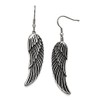 Stainless Steel Antiqued and Polished Wing Dangle Shepherd Hook Earrings
