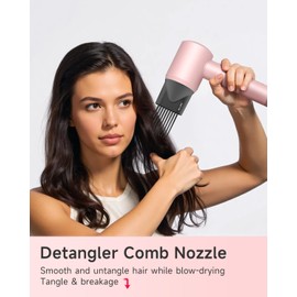 Hair Dryer with Diffuser & Comb Attachment for Curly Hair, PLUZZ 270M Negative Ionic Blow Dryer Brush, High-Speed Brushless Motor Hairdryer, Lightweight, Portable Travel Hair Dryers Quiet, Women/Men