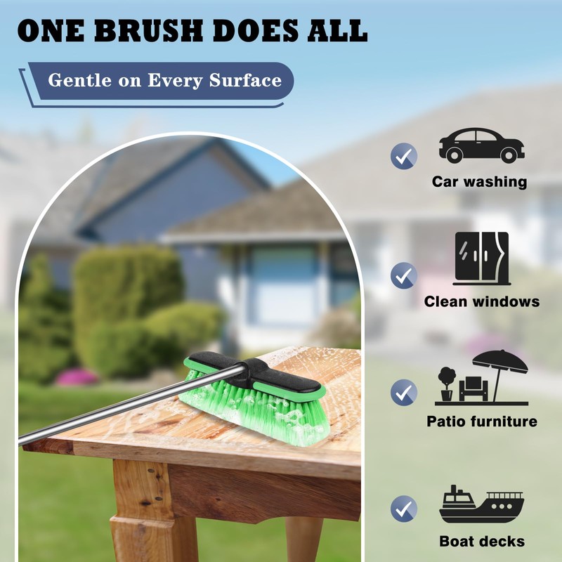 Liqmeivre 10" Car Wash Brush Head,Scrub Brush Attachment for Extension