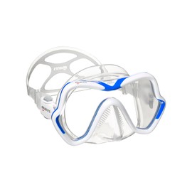 Mares Unisex Adult One Vision Panoramic View Single-Lens Scuba Diving Mask, White/Blue/Clear