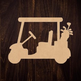 Unfinished Wood Golf Cart 4 Inch Shape, Blank Wooden Sports Golf Craft Cutout, Paintable MDF DIY