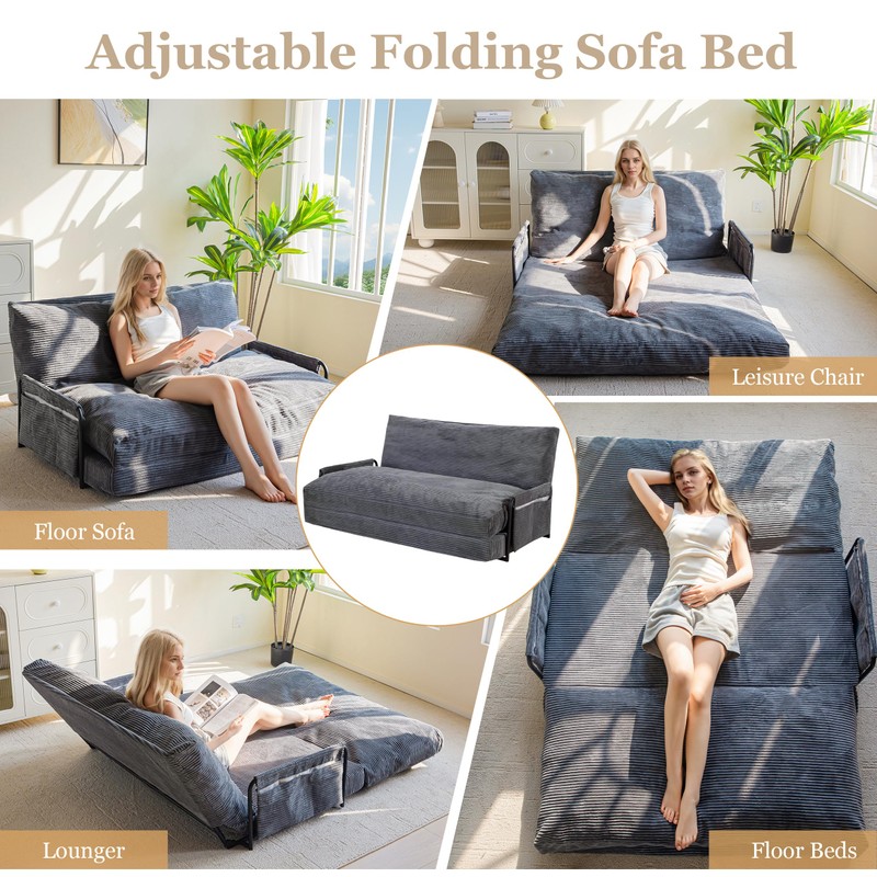 YOSHOOT Lazy Floor Sofa Convertible Bean Bag Sofa Bed Couch,