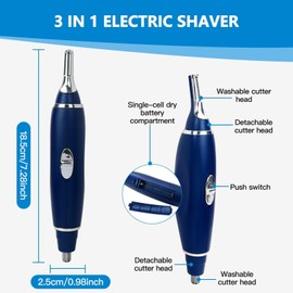 GruDawu 3 in 1 Mens Eyebrow Hair Trimmer Kit Electric Hair Clipper Ear Beard Nose Trimmer Stainless Steel Blades Update