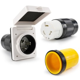 OPL5 50 Amp RV Power Inlet Receptacle, 50 Amp RV Power Cover Twist Locking Connector with Boot, 125/250V 50 AMP Power Plug Twist Lock Inlet for RV Trailer Boat Caravan Camper Truck Yacht Power Cord