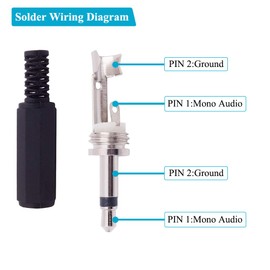Fancasee 4 Pack 3.5mm Replacement Repair Plug Jack TS 2 Pole Mono Male Plug 1/8" 3.5mm Solder Type DIY Audio Cable Connector for Audio Cable Repair