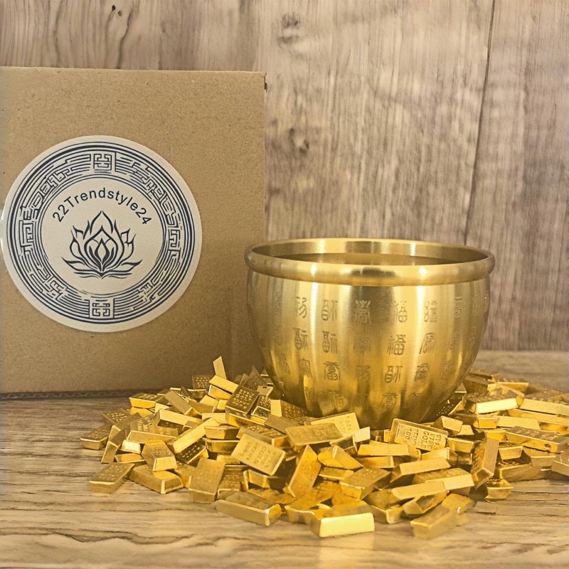 Charming solid brass feng shui decor - hundred fortune jar