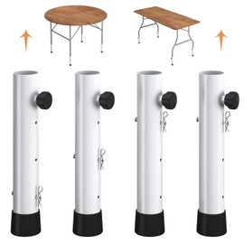 Pintuson 4 Pack White Table Leg Extenders - 3 Levels Heights Adjustable Table Risers for Folding Table, Rises 2/4/6 Inch, Suitable for Sewing Room, Bar Stool, Camping Desk