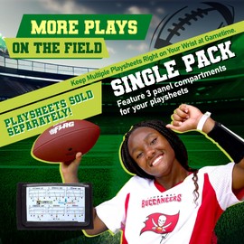 Football Play Wristbands - Youth Quarterback Gear - Wristband Playbook - Softball Wristbands for Signs (Balck, Single)