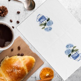 KFXHANGD Blue Hydrangea Kitchen Towels and Dishcloths Set of 2, Hydrangea Decor, Hydrangea Dish Towels, Hydrangea Floral Decorative Hand Tea Towels for Bathroom Kitchen, Hydrangea Gifts, 16x24 Inches