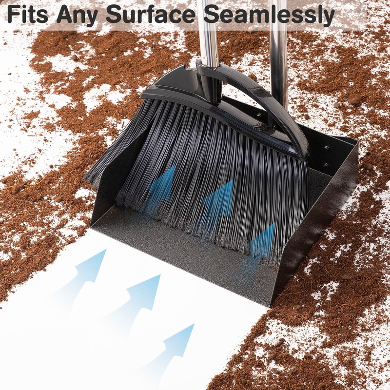 Yangbaga Long Handled Dust Pan and Broom Set for Home,Heavy