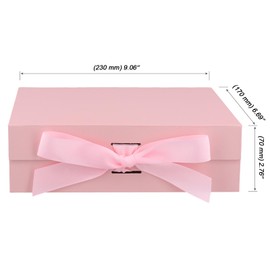 MOUYAT 4 PCS Gift Box Pink, 23×17×7cm, Magnetic Gift Boxes with Lids and Ribbon, Fold Gift Box for Presents, Christmas, Birthday, Party, Wedding