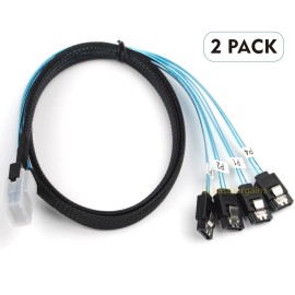 Unbranded 2x Mini SAS 10Gbps SFF-8087 36Pin to 4 SATA Hard Drive Splitter Cable 100cm USA