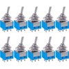 Taiss 10Pcs mts-202 6A 125VAC 6-Pin DPDT ON/ON 2 Position