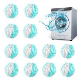 FuninCrea 12 Nylon Pet Hair Remover Washing Machine, Reusable Washing Machine, Anti-tangle Floating Pet Hair Remover, Washing Machine, Pet Hair Catcher Balls for Laundry (Blue/White)