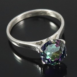 JEWELSTREZORO Mystischer Topas Edelstein 925 Sterling Silber Band Ring Herren & Damen Geschenkartikel Handgefertigter Schmuck TSR359AG_24 (70 (22.3))