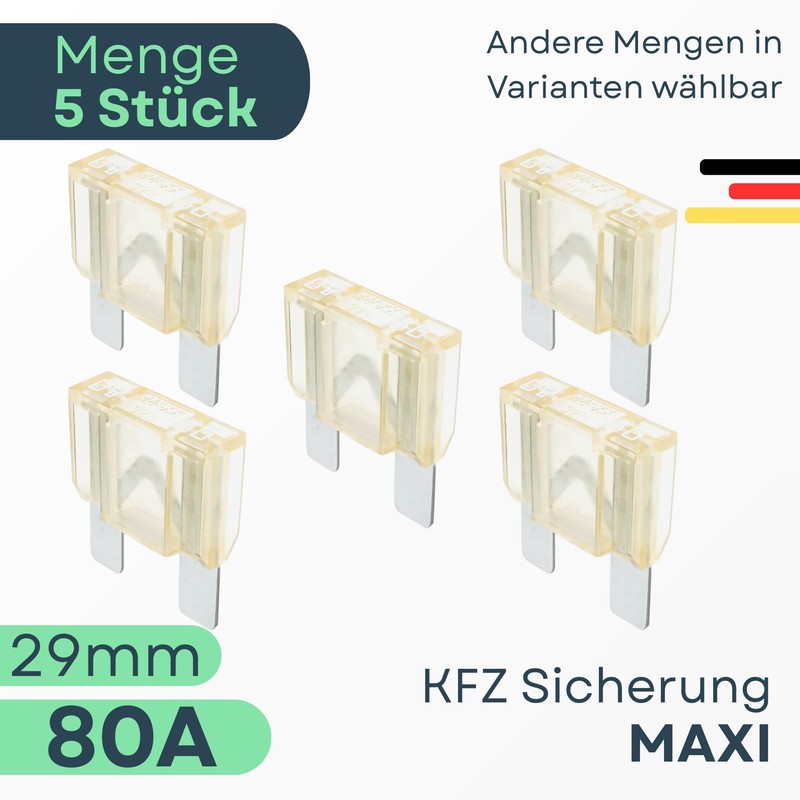 Tecside 80A Car Maxi Fuses | Pack of 5 |
