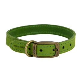 Ancol Green Leather Dog Collar for Dogs and Puppies - Top Grain Bridle Leather Pet Training Collar - Handcrafted in the UK - Durable and Supple Design - Size 26-31cm Size 2